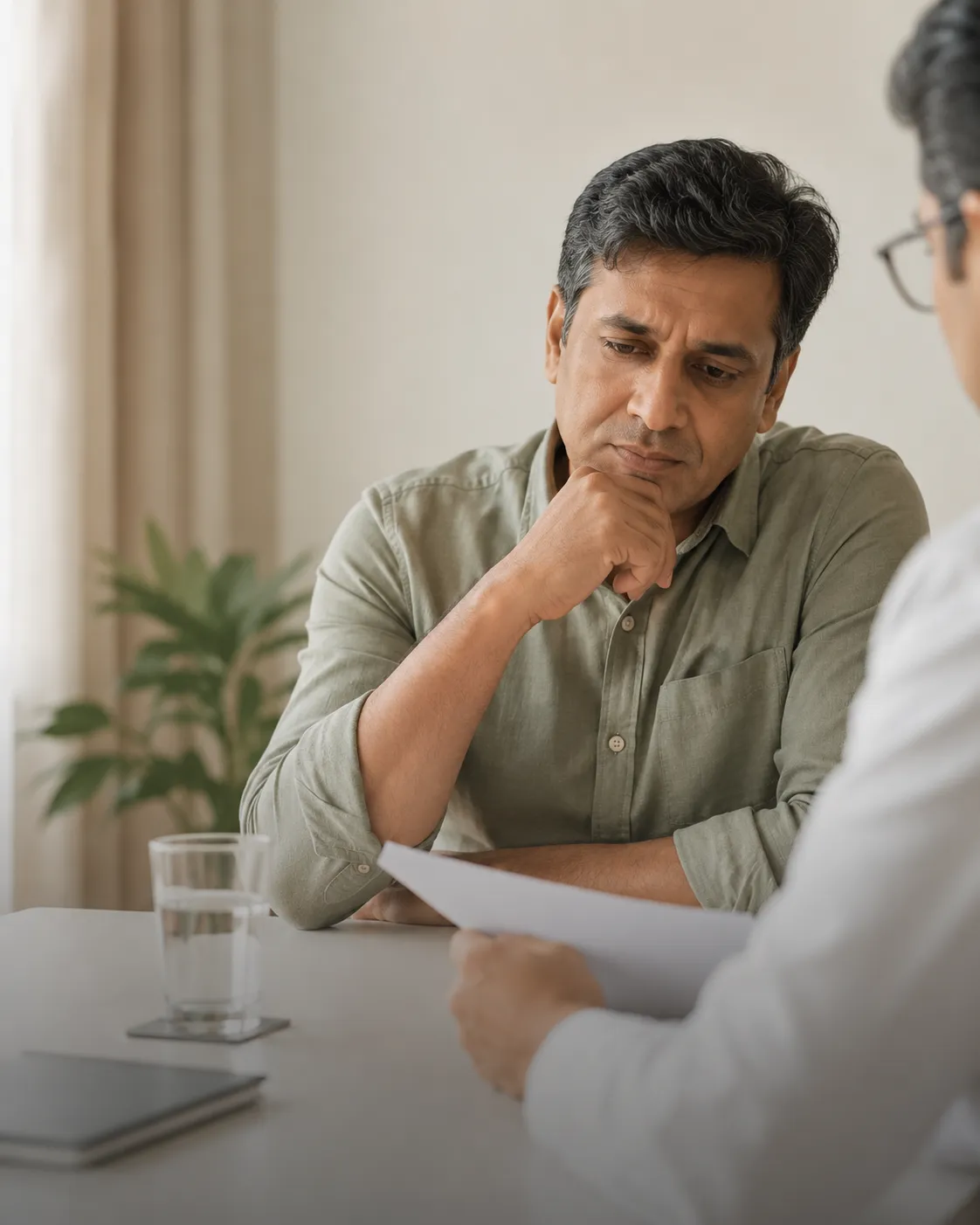 Middle-aged man looking concerned, representing chronic kidney disease (CKD) risk in adults with diabetes